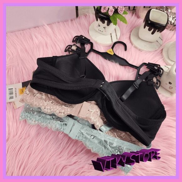 💕 NWT Prima Valentina 3-Pack Push-Up Underwire Bra 34C #7184 💕 - Picture 4 of 6